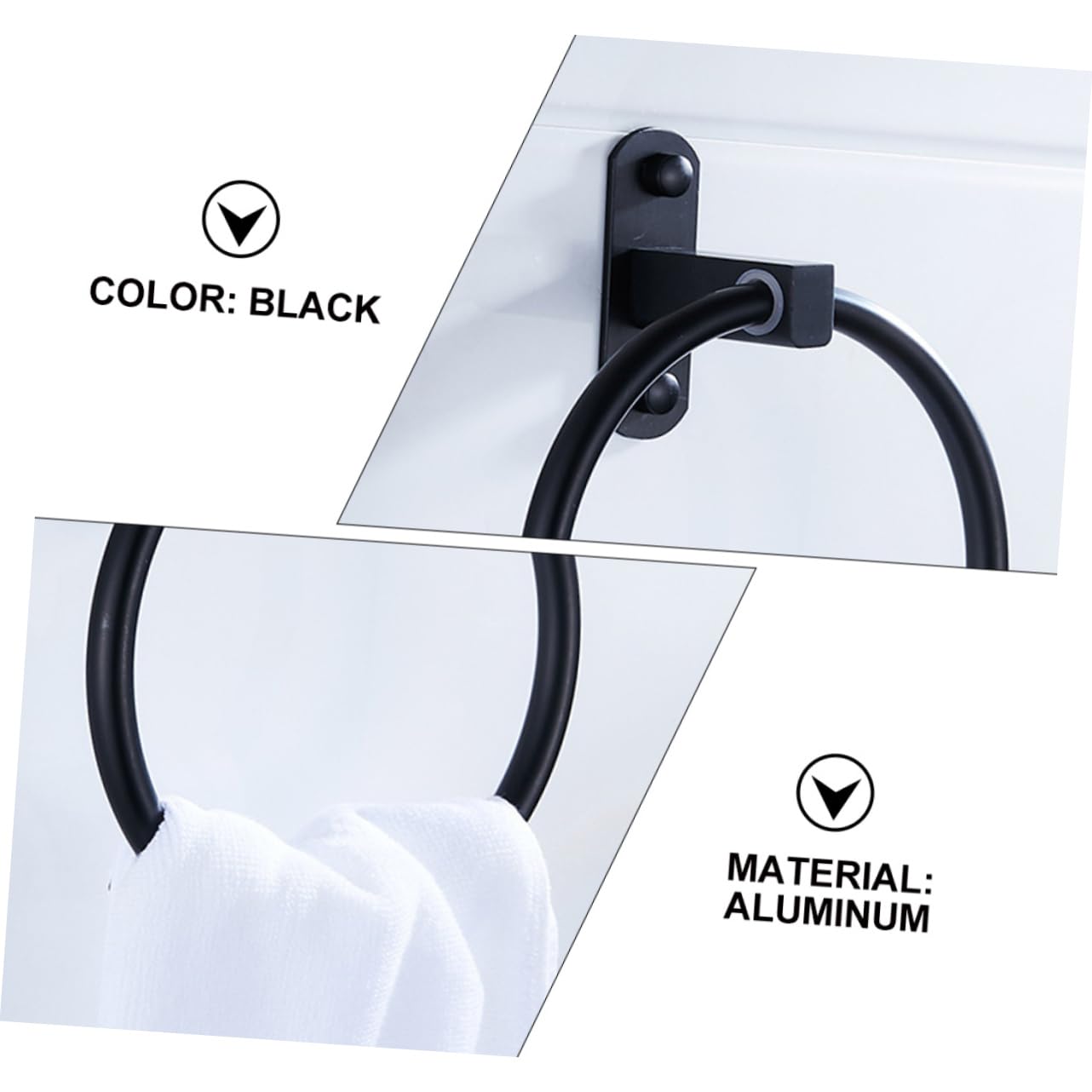 Tofficu 2 Piezas Toalla de Aluminio toallero baño Negro