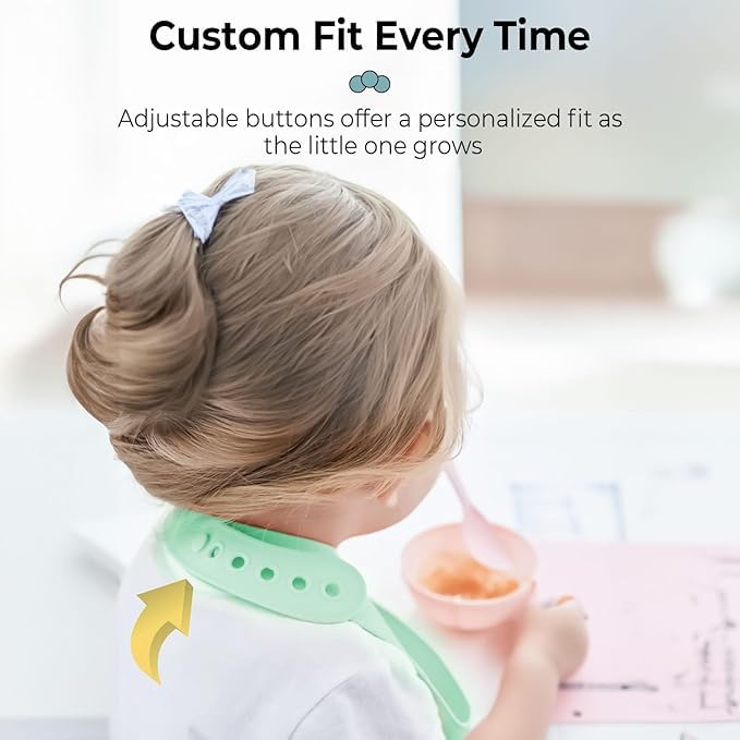 Image of StarAndDaisy Reusable Silicone Bib for Baby with Adjustable Buttons for Mess-Free Feeding