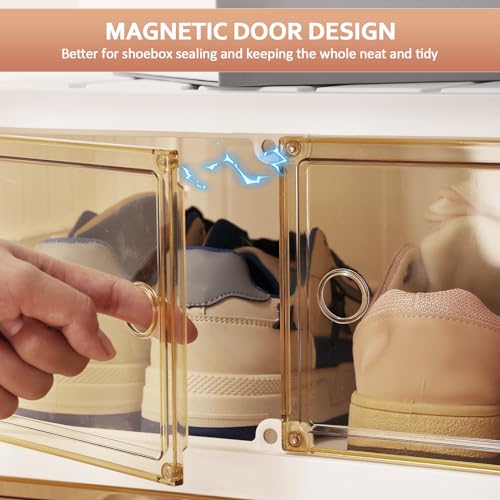Image of SYNCVIBE Shoe Rack Organizer for Closet Entryway 9 Tiers-18 Pairs Foldable Sneaker Storage Shoe, Collapsible Shoe Cabinet with Doors, Stackable Shoe Storage Cabinet with Lids for Living Room