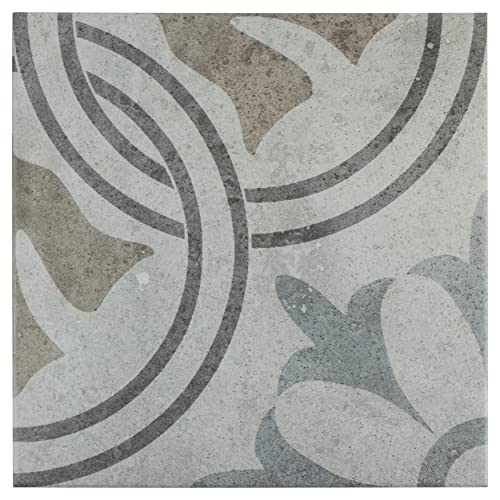 Somertile Llanes Perla Valencia Encaustic 13.13" X 13.13" Ceramic Floor And Wall Tile #TOP14