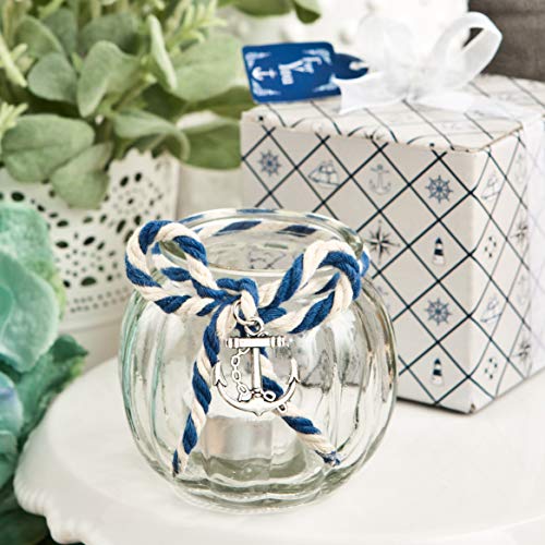 Anchor Nautical Themed Clear Glass Round Globe Candle Holder-25 Pieces #TOP3