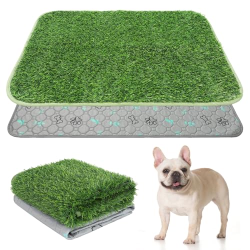 KOOLTAIL Dog Grass Pad with Washable Pee Pads for Puppy Potty Tray,20"*25" Soft Artificial Turf Multipurpose Reusable Grass Patch Pads for Dogs Litter Box, Leakproof for Doggie Training Indoor Outdoor