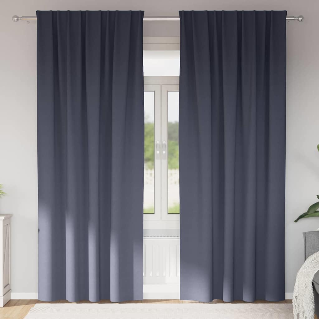 Juego de 2 cortinas opacas con anillas, color antracita, poliéster, 225 x 140 cm, opacas para salón, dormitorio, ahorro de energía, cortinas térmicas