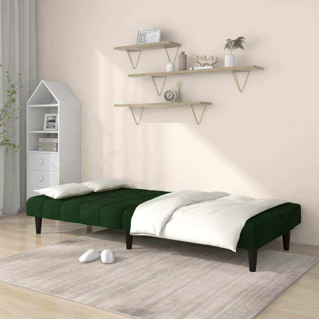Sofa Bed Dark Green Velvet (100% Polyester) Living Room Furniture