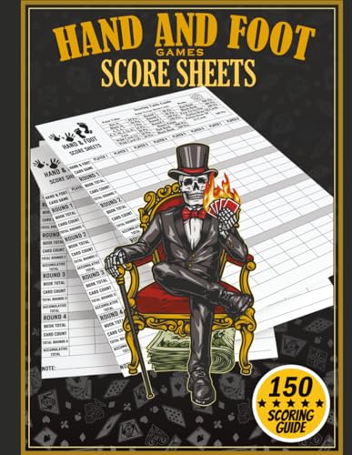 Hand And Foot Score Sheets: 600 Round Card Game Set Scoring Pad With Rules | Instructions Guide and 8 Players to track