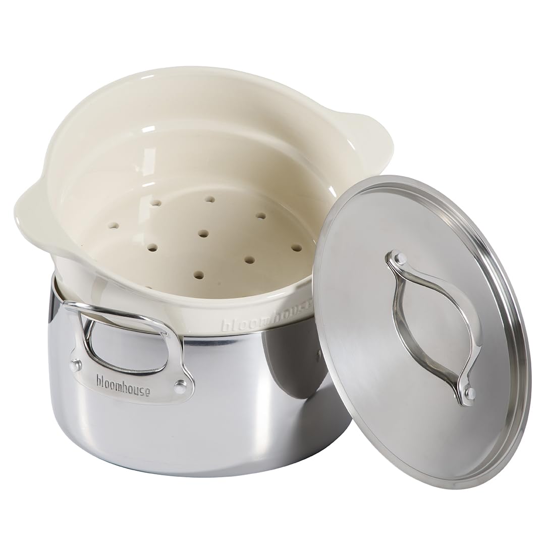 Oprah's Favorite Things - 6-QT Triply Stainless Steel Dutch Oven w/Non-Stick Non-Toxic Ceramic Interior and Ceramic Steamer Insert