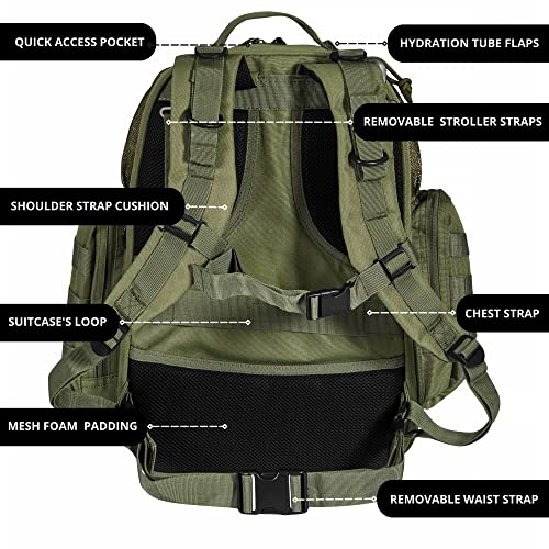 Phil & Jack Dad Diaper Bag Backpack, Baby Diaper Bag With Changing Station, Tactical Military Style, Womens Mens Diaper Bag (Military Green) #TOP4