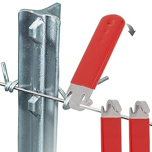 T-Post Clip Tool: Fence Wire Twisting and Fencing Tool with Red Rubber-Coated Handle – Easy to Use and Time-Saving (2 pcs)
