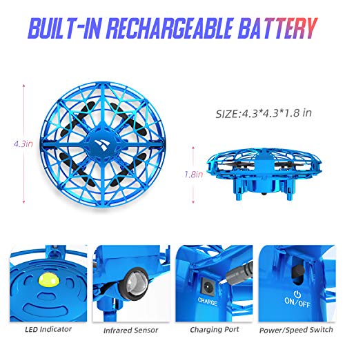 SNAPTAIN Hand Operated Drone for Kids or Adults, Flying Toys Mini Drones with 3D Flips,Circle Flight, Throw’n Go, 2 Speed Adjustment and One Key Takeoff/Landing   