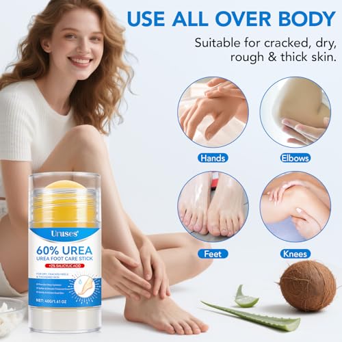 Uruses 3Pack Urea Cream 60% plus Salicylic Acid 2% Urea Foot Care Stick,Foot Cream for Foot Callus Remover, Feet Moisturizer Stick for Dry Cracked Heels, Hands, Knees,Hydrating Heel Balm, Easy To Use — view 5