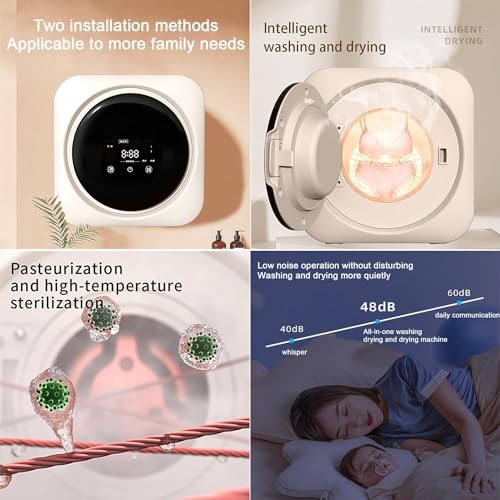 KUOYTT Vollautomatischer Wäschetrockner, 170 W, kompakte Waschmaschine und Schleuder, geräuscharm, 3,5 l, Waschmaschine und Trockner für Wohnung, Haus, Wohnheim, Wandbehang 8 KUOYTT Vollautomatischer Wäschetrockner, 170 W, kompakte Waschmaschine und Schleuder, geräuscharm, 3,5 l, Waschmaschine und Trockner für Wohnung, Haus, Wohnheim, Wandbehang