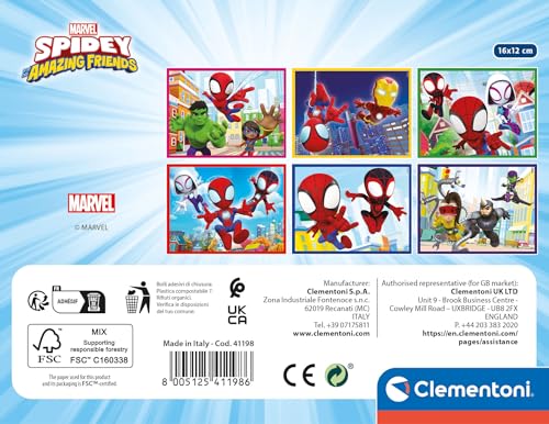 Clementoni- Marvel Spidey and His Amazing Friends 12 Pièces-Supercolor, Enfants 3-5 Ans, Puzzle, Fabriqué en Italie, 41198, Multicolor