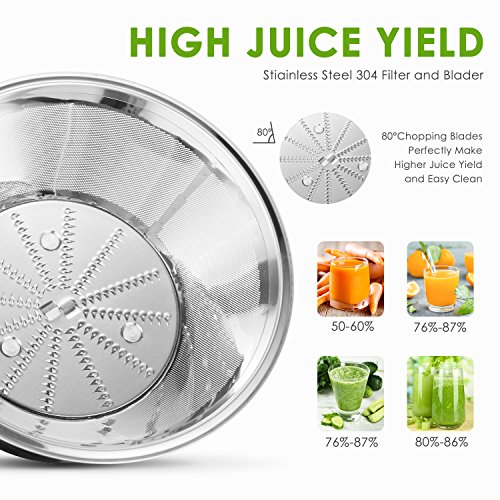 Juicer Centrifugal Juicer Machine Wide 3” Feed Chute Juice Extractor Easy to Clean, Fruit Juicer with Pulse Function and Multi Speed control, Anti-drip , Stainless Steel BPA-Free