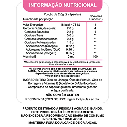 Omega Femme - Óleo de Prímula, Borragem, Linhaça e Vitamina E 120 Cápsulas - Duom