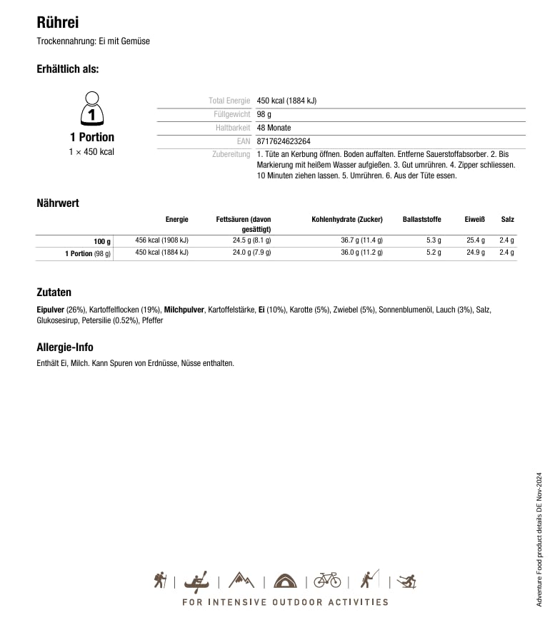 Adventure Food - Rührei - Gefriergetrocknete Mahlzeit - Expedition Quality – Bild 4