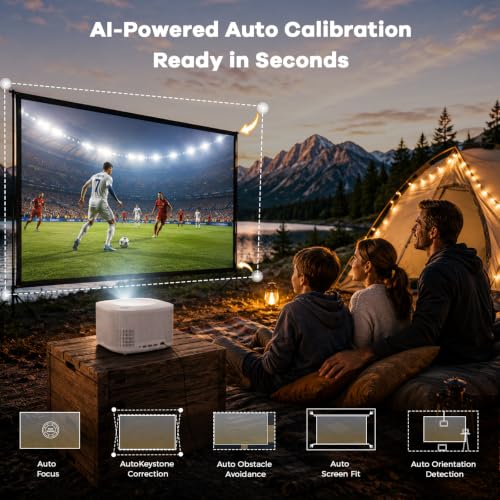 Image of Outdoor-Projector-4K with WiFi and Bluetooth:[3500 Bright /60W Dolby Audio /Official Licensed Apps],Smart-Projector with AI Auto Focus, ONOAYO ONO5Pro 2.0 Movie Projector for Indoor /Outdoor 2026(White)