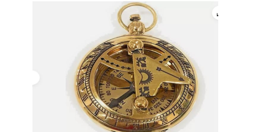 Brújula náutica de latón con reloj de sol para camping y senderismo, regalo náutico para niña/niño/mamá/papá miniatura 3