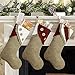 Ivenf Christmas Stockings, 3 Pcs 18 inches Burlap Large Original Handcraft with Tassel Stockings, for Family Holiday Xmas Party Decorations