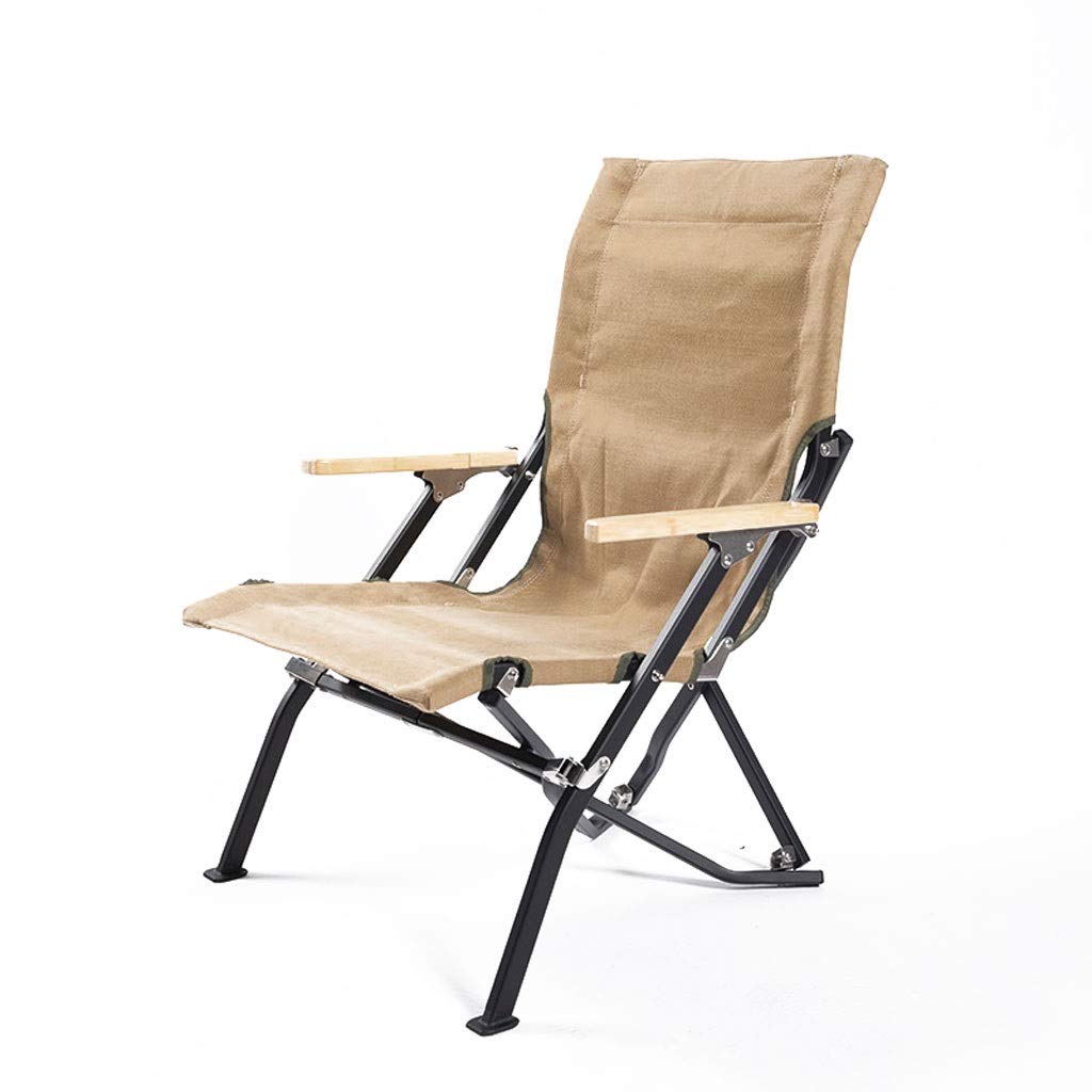 ZZTWER Tragbarer Outdoor-Campingstuhl Outdoor-Klappstuhl, tragbarer Aluminium-Freizeitstuhl, Camping-Selbstfahrer-Tour-Rückenlehne Klappstühle Taschenstuhl (Color : Khaki, Größe : 56 * 68 * 85) Sport & Freizeit