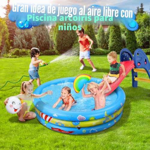 Miniatura 2 de Jojoin Piscina Hinchable, Piscina Inflable Niños, 2 Almohadas Inflables, Material Pvc Plástico, Fiesta De Verano En La Piscina Interior Al Aire Libre 120 Cm 30 Cm