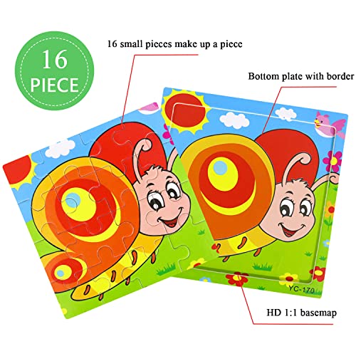 Puzzles For Kids Ages 3-5, 9 Pack Wooden Jigsaw Puzzles For Toddlers Ages 3-5 16 Pieces Preschool Educational Learning Toys Set Animals Puzzles For 3 4 5 Years Old Boys And Girls Gift #TOP6