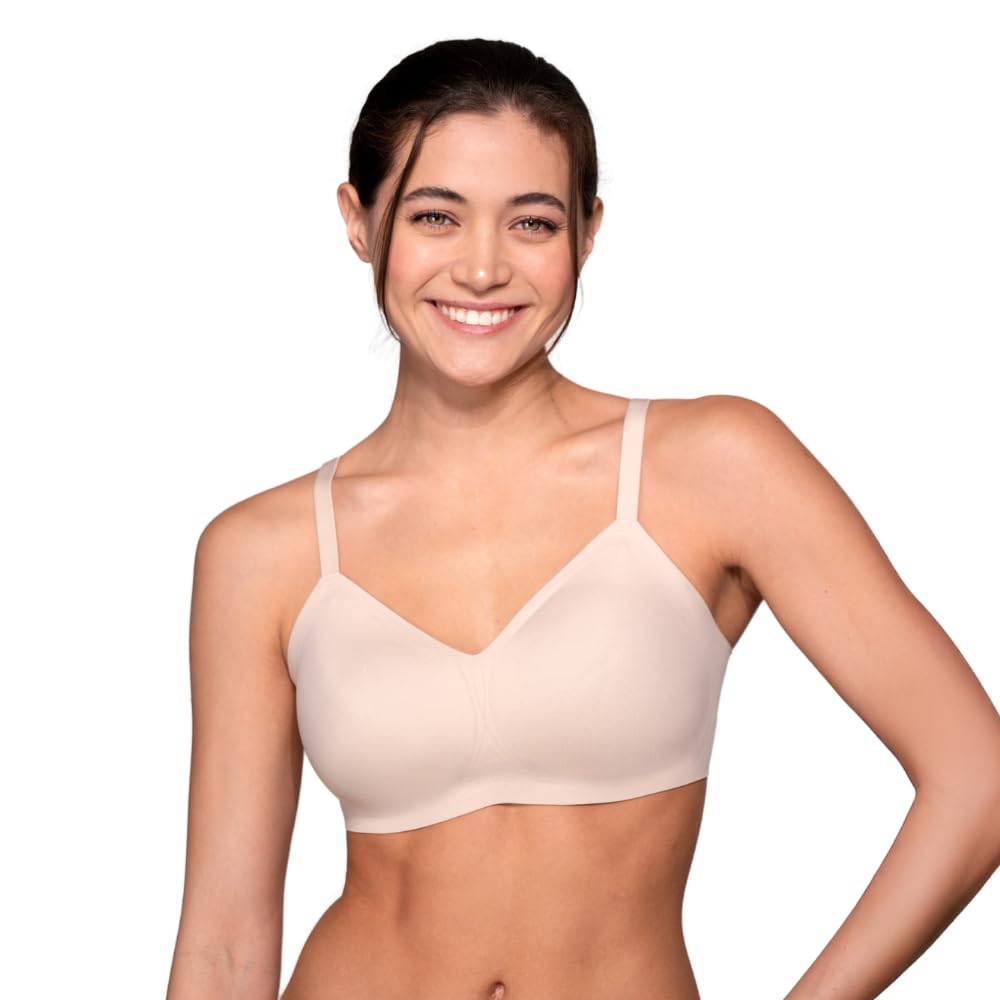 Floatleyto The T-Shirt Wireless Lift Bra for Women, Soft Silky Back Smoothing Everyday Comfort Bra with Removable Pads