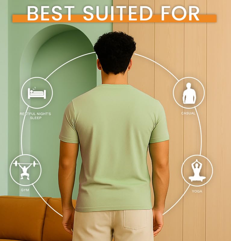Image of Sleepynuts Men's Regular Fit Round Neck Half Sleeves Solid Casual Wear T-Shirt