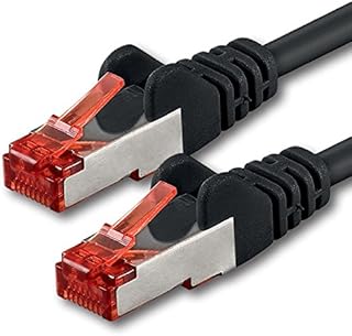 Kabel Ethernet Cat6, kabel LAN, 6 kabli, Internet, wtyczka RJ45, 1 Gbit/s SFTP, PIMF do przełącznika, routera, modemu, komputera, gier, telewizora, patchfield, czarny, 1 sztuka, 5 m