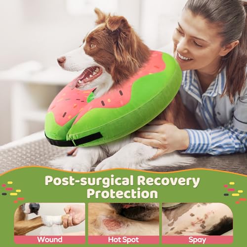 Image of Gimars Large Inflatable Dog Cone Alternative Dog Donut Collar After Surgery, Soft Dog Neck Pillow Recovery Cone, E Collar and Elizabethan Collar Alternative for Medium and Large Dogs