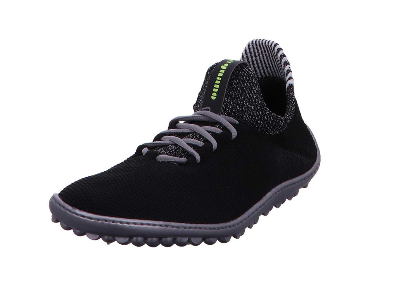 LEGUANO Barfußschuh Inspiro Damen Slip-On Sneaker, Textil, schwarz-grau-neon, Gr. 38