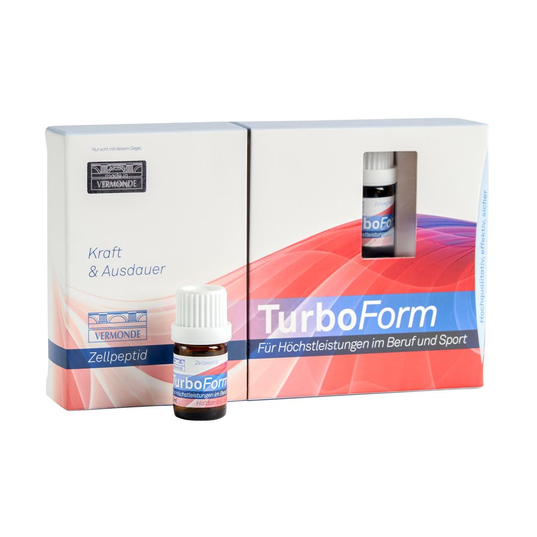 TurboForm Trinkampullen – Natürlicher Energie-Boost für Leistung & Fokus – mit Zellpeptiden, Vitamin C & Zink – unterstützt Nebennieren & Regeneration – Vermonde CARE-Technologie – 8 × 5 ml