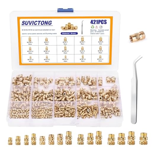 421Pcs Threaded Inserts M2 M3 M4 M5 M6, Brass Insert Nuts for Plastic, Female Thread Heat Set Insert Assortment Kit for 3D Printing, Metric Knurled Nuts with Tweezers