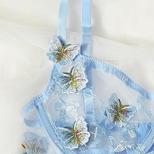 Culotte papillon brodé et nuisette transparente au charme unique - 4