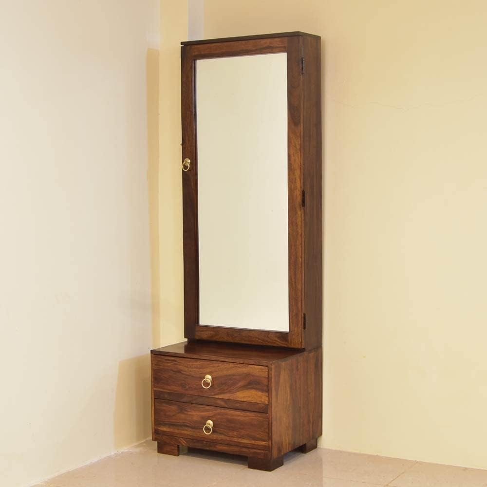 MADE WOOD Solid Wood Dressing Table with 2 Drawers Storage Space for Bedroom Honey Finish-image-28