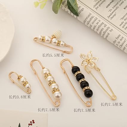 Fashion Pearl Brooch Set - Double Faux Pearl Sweater Clips & Safety Pins For Clothing Accessories