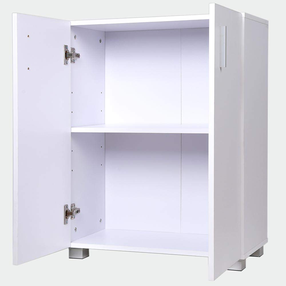 BAKAJI Mobile Madia con Doppia Anta e 2 Ripiani Interni Mobiletto Portadocumenti Armadio Multiuso per Ufficio, Cucina o Bagno, Credenza Design Moderno Legno MDF Dimensione 77 x 31 x 60 cm (Bianco)