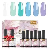 【OCÉANO REFRESCANTE】 8 botellas de esmalte de uñas de 7.5m, además de tener la base y el top-coat, hay 6 botellas de color, incluyendo blanco lecheso, aguamarina, turquesa medio, azul de cielo, azul claro de acero, púrpura de bígaro. Los refrescantes colores hacen que las personas se sientan como frente al mar, y la brisa fresca y el agua de mar brindan una sensación cómoda. Elija este conjunto de esmaltes de uñas en tonos oceánicos para un ambiente inesperadamente fresco.