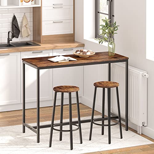 Hoobro Bar Stools, Set Of 2 Bar Chairs With Footrest, 24.6 Inch Tall, Black Steel Frame, Adjustable Feet, For Living Room, Dining Room, Kitchen, Industrial Design, Rustic Brown Bf02By01 #TOP1