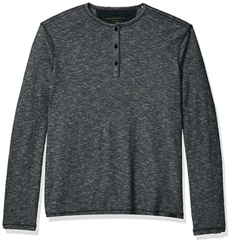 John Varvatos Star USA Men's Bridgeport Long Sleeve Feeder SLUB Henley, Algae, XX-Large