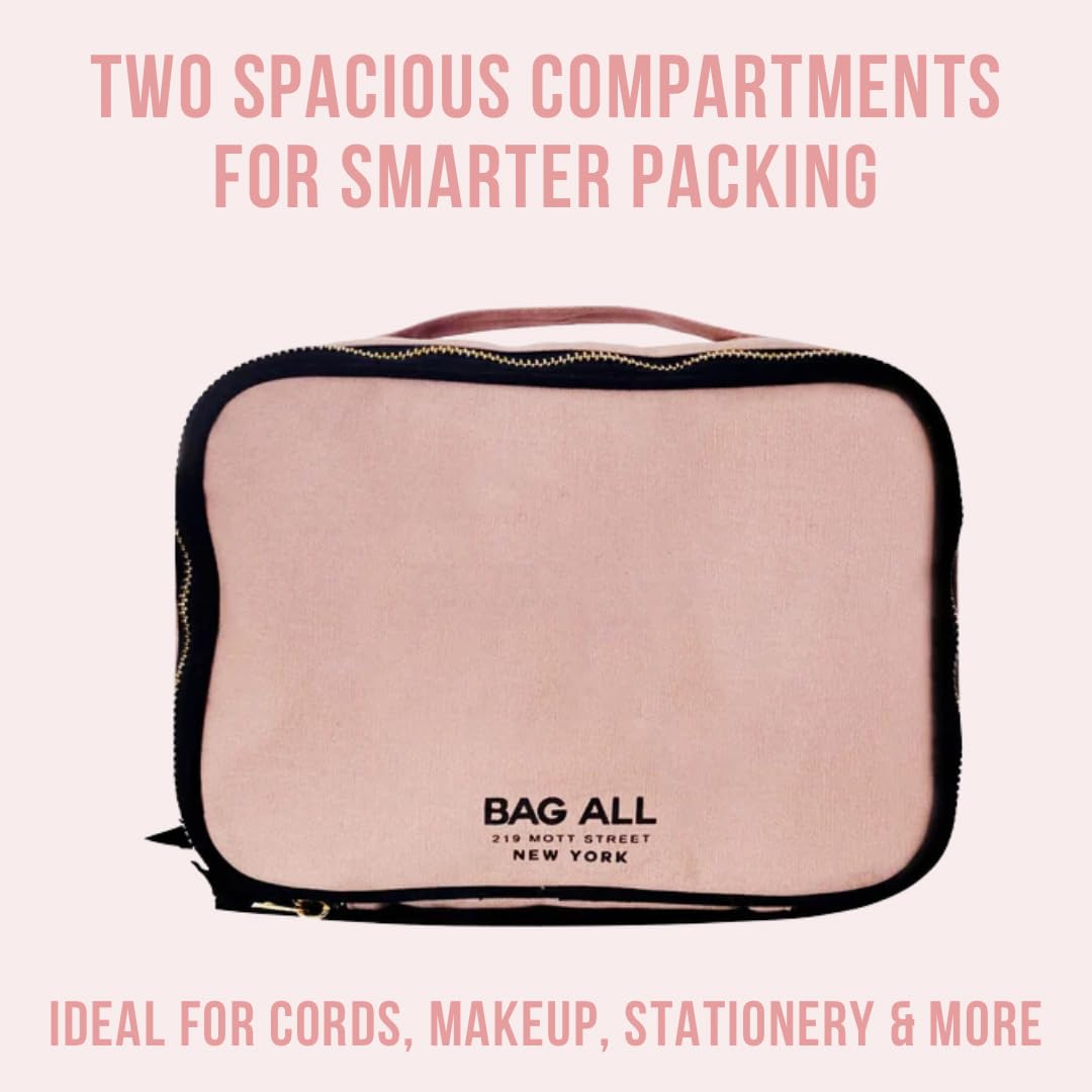 Bag-all Spersonalizowane etui z dwoma przegródkami | uniwersalna kosmetyczka na podróż | organizer na przybory do makijażu, kabel, leki i wiele innych | podwójny zamek błyskawiczny torba damska i