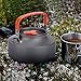 equlup Aluminum Teapot, 1.1L Coffee Tea Pot Kettle Portable Aluminum Water Pot Short Spout Design with Carrying Bag for Camping Hiking Kitchen (Orange Handle)