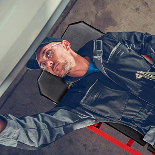 Relaxdays Rollbrett Werkstatt bis 150 kg, 2in1 Rollsitz & Werkstattliege klappbar, 360° drehbar, f. Auto, Stahl, schwarz