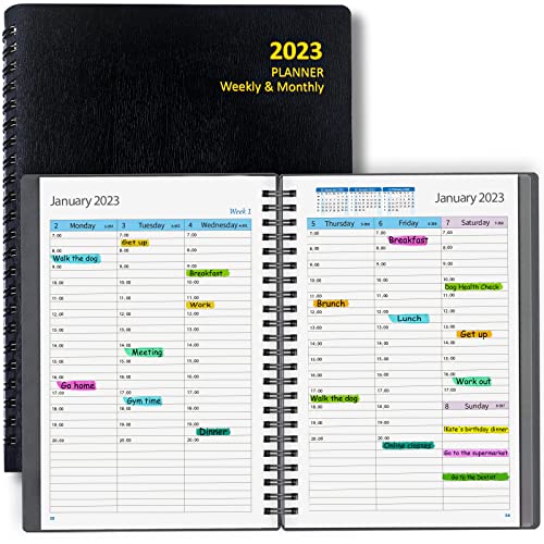 2023 Planner Weekly and Monthly, Daily Hourly Appointment Book 2023 Calendar Planners & Organizers Leather Softcover Yearly Schedule Planner A5-8.6