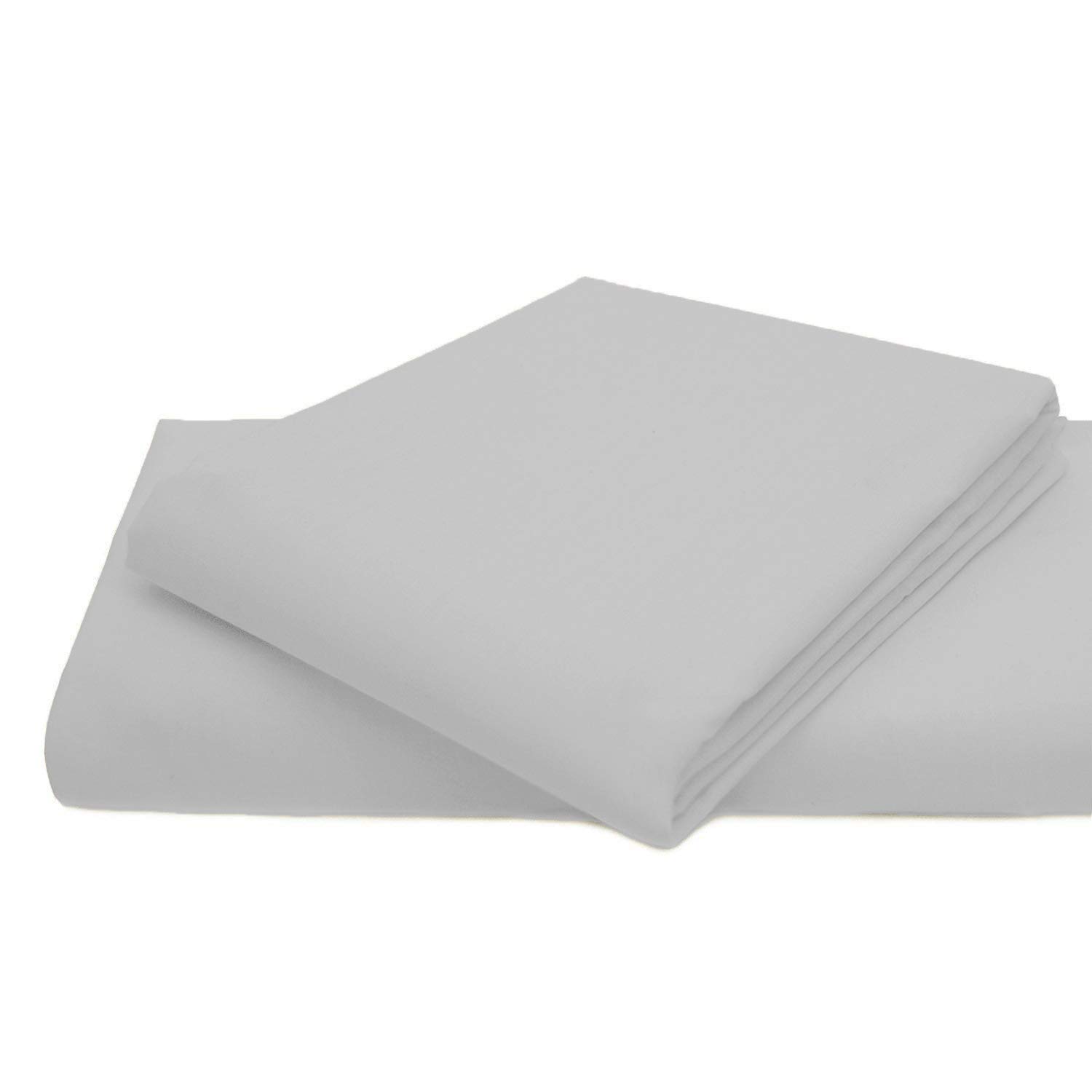 Amigozone Silver Cotton Percale Easy Care Polycotton Flat Sheet (, Single)