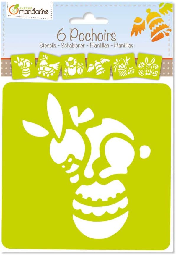 Avenue Mandarine - Ref 42456MD - Stencil Set - Easter Designs - 6 Stencils Per Pack, Translucent for Easy Placement, Compatible with Felt Tips, Pencils, Paint & More
