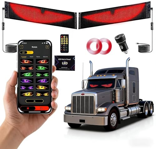 Led Eyes for Car WindshieldLed Eyes for Car WindshieldProgrammable Led SignControlled by a Remote Control and a Bluetooth APPSuitable for Cars SUVs & Trucks.