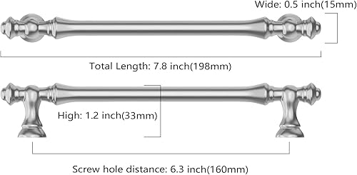 Miniatura 2 de Asidrama Paquete de 10 manijas de gabinete de cocina de níquel satinado cepillado de 6.3 pulgadas (6.299 in), tiradores de gabinete, accesorios de