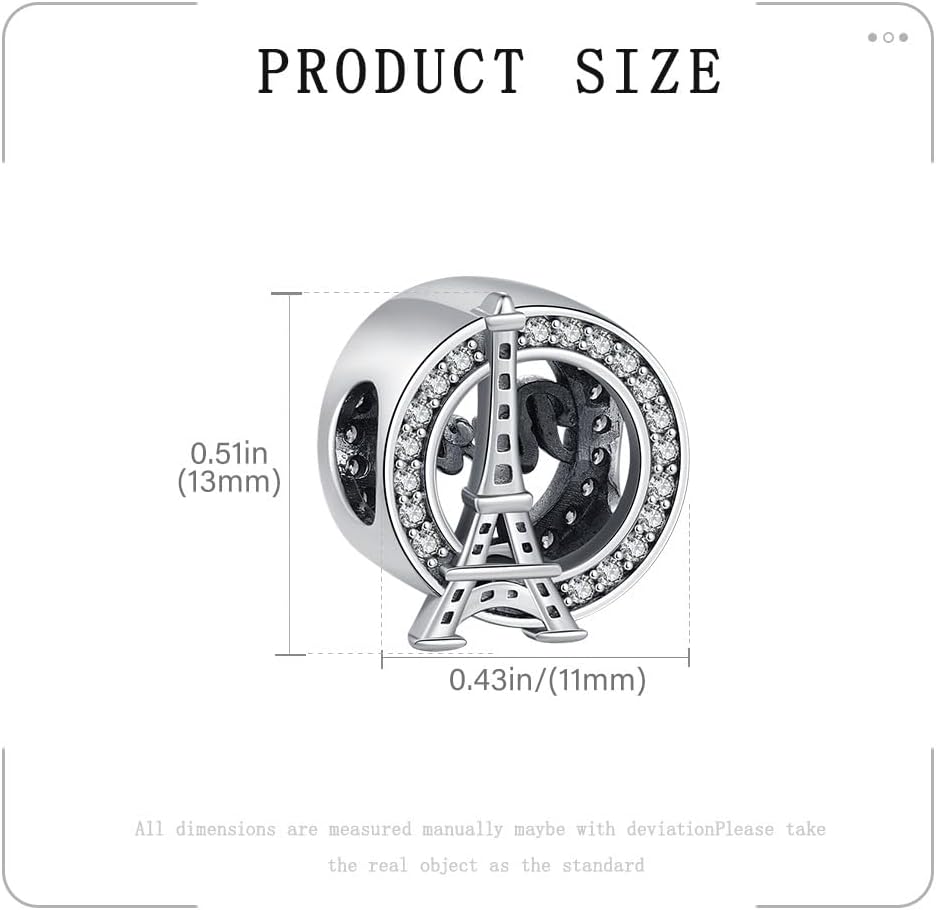 KEQ 925 Sterling Silver Charms for Bracelets and Necklace Travel Compass Bead london British Guards Dangle Pendants Round Paris Eiffel Tower 5A CZ Beads Christmas Graduation Gift for Daughter granddaughter Women - Image 4