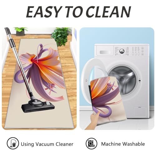 Alfombras de cocina de 2 piezas con diseño abstracto floral para baño y suelos del hogar 7