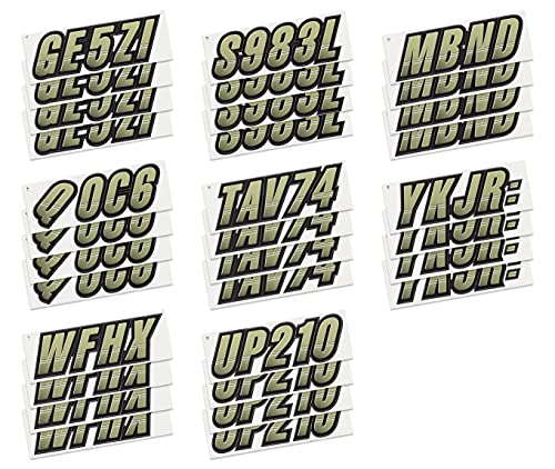 Image of STIFFIE Techtron Moss /Black 3 inch Boat & PWC Registration Decals • Numbers Letters Stickers